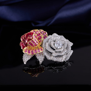 Broche de Flor de Rosa Grande para Mujer, Joyería de Boda, Moda de Invierno, Pin de Solapa, Broches de Cristal para Hermandad - Product Image 2