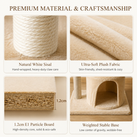 Arbre à chat compact en gros avec poteaux à gratter en corde de sisal, niche ronde pour chat, panier en peluche et plateformes d'escalade OEM