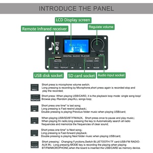 12V 24V 2x40W Bluetooth Amplifier Board Power Amplifier <strong>Module</strong> With <strong>LCD</strong> Screen <strong>Display</strong> Music Name - Product Image 4