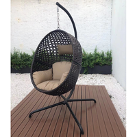 Balançoire de patio Chaise œuf en osier rotin moderne Chaise balançoire suspendue d'intérieur avec support
