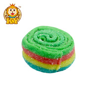 China Wholesale Kingyang Brand Sugar Coated rainbow Sour Candy Licorice Gummy Candy Roll Soft Candy 20g