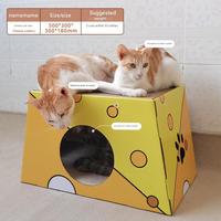 Haute Qualité Pet Chat Portable Maison Boîte Pliable Chat Abri Grand Intérieur Carton Durable Pet Maison Mignon Carton Chat Maison