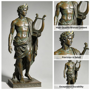 Statue d'Apollon en bronze classique artisanale, patine antique, pour la décoration de la maison, du jardin, du hall d'hôtel - Product Image 4