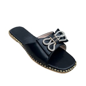 Summer Women Slide Slippers Handicraft Fashion Rhinestone <b>Bow</b> Flat Sandals Open Toe Daily Casual Walking Footwear - Product Image 1