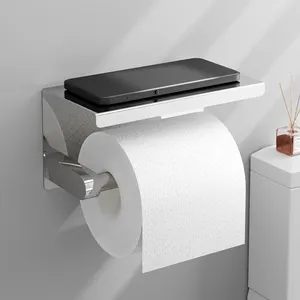 Wand montage Edelstahl SUS304 Badezimmer Toiletten papierrolle Gewebe halter mit Telefon regal für Bad