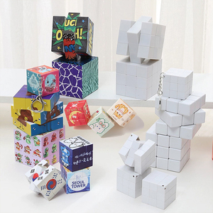 Thấp moq OEM khuyến mãi mini DIY giáo dục ma thuật Cube Keychain Giao hàng nhanh chóng tùy chỉnh 3.5cm UV in Keyring quà tặng đồ chơi - Product Image 1