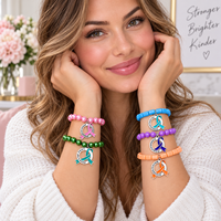 Bracelet Ruban de Sensibilisation aux Maladies : Cancer du Sein, Paralysie Cérébrale, Fibromyalgie, Maladie d'Alzheimer, Multiple Sclérose - Bijoux Ruban