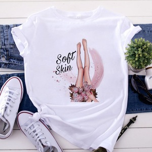 Großhandel T-Shirt Hochwertige Mode Urban Girls High Heels Gedruckt Loose O Collar Damen Casual T-Shirt Sommer verkäufe - Product Image 4