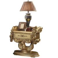 Ensemble de chambre à coucher royal de luxe américain traditionnel avec lit royal en bois massif sculpté, coiffeuse et tabouret