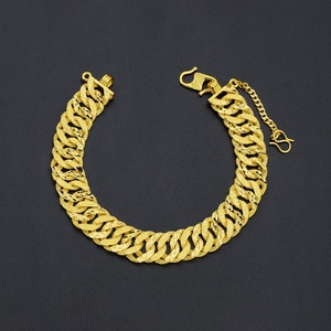 Jxx Venta al por mayor Pulsera de cadena cubana chapada en oro de 24K, cadena gruesa personalizada estilo Hip-Hop para hombre con diamantes, brazaletes de cadena cubana - Product Image 3