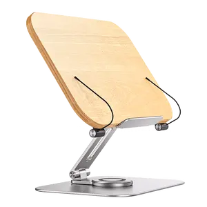 Boneruy — support de lecture en bois de bambou, nouvelle collection, alliage d'aluminium, bambou, ajustable, pliable, bureau, pour livre