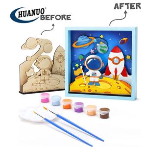 Çocuk çizim hediye eğitim 3D sahne ahşap sanat ve el sanatları boyama oyuncak çocuklar için resim çerçevesi zanaat kiti - Product Image 6