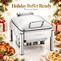 Plat de service de luxe en acier inoxydable pour buffet, chauffe-plats pour banquets de Noël, hôtels, traiteurs et fêtes