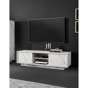 Meuble TV CARRARA, 139x43 cm, H. 44, effet marbre blanc - Product Image 1