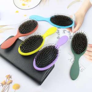 Custom Logo <b>Detangling</b> Paddle <b>Brush</b> Tangle <b>Detangler</b> for Wet Dry Scalp Massage Hairbrush Boar Bristle Nylon Hair <b>Brush</b> - Product Image 3