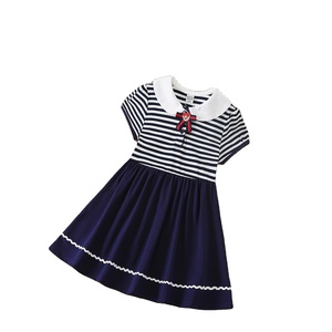 Robes d'été pour filles KUYEEBEAR 2022, robes à manches courtes plissées à rayures, robes pour petites filles de 6 à 14 ans, vente en gros - Product Image 1