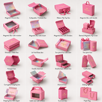 Fournisseur de boîtes personnalisées, boîte pliante en carton ondulé holographique rose, emballage cosmétique pour kits d'abonnement beauté
