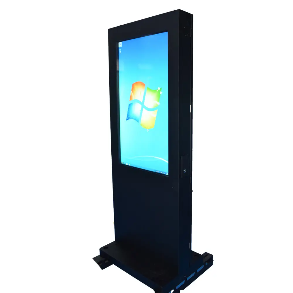 آلة عرض معدنية طرفية 43 بوصة شاشة إلكترونية تعمل باللمس أندرويد إعلان رقمي عمودي خارجي آلة إعلانات رأسية