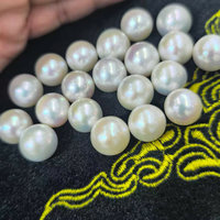 Perles d'eau douce blanches rondes de 11-13 mm, non percées, pour la fabrication de bijoux de luxe
