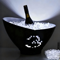 Seau à glace en plastique rechargeable à LED pour vin, bière, champagne noir PS PP Big Ice Cooler