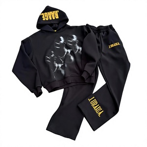 Hot Selling Custom Silicone Printing Streetwear Tracksuit Premium Quality Loose Fit Hoodie & Trouser Sweat Suit for Men - Product Image 1