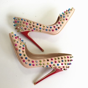 Nouvelles Chaussures à Talons Hauts pour Femme Printemps 2026, Colorées Unies, Ornées de Clous, Talon Fin 12CM, Bout Pointu, À Enfiler, Rivets, Tige en PU, Rehaussantes - Product Image 2
