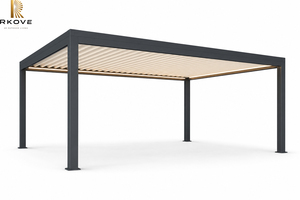 Pérgola de Aluminio RKOVE 6x7m Rectangular Moderna con Techo de Láminas y Luces LED para Bar al Aire Libre, Pabellón, Área de Piscina - Product Image 2