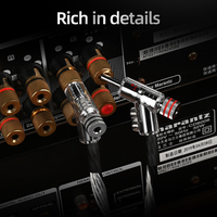 Câble de haut-parleur HIFI OCC argenté haute pureté avec fiche banane autobloquante de type pistolet, tressé 24 brins mixtes pour microphone et haut-parleur