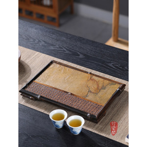 Purple <b>Bamboo</b> Rock Tea Tray Zisha Material Traditional Style Dry Brewing <b>Table</b> With Woven <b>Bamboo</b> Holder - Product Image 1