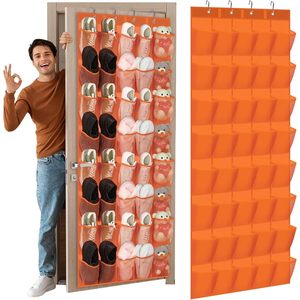 Organisateur de chaussures à suspendre sur la porte, 40 poches, en maille orange, pour rangement dans le placard, avec design antidérapant - Product Image 1