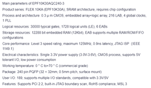 Chip de Programación FPGA EPF10K30AQC240-3, Microprocesador, Controlador, Circuito Complejo - Product Image 2