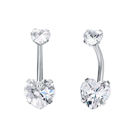 Acier chirurgical Nombril Piercing Double Coeur Pvd Or Argent Plaqué Mode Zircon Ventre Piercing Bijoux