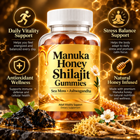 Gummies de Miel de Manuka et Shilajit à Marque Blanche avec Mousse de Mer et Ashwagandha – Soutien à la Vitalité Adulte – Supplément OEM ODM