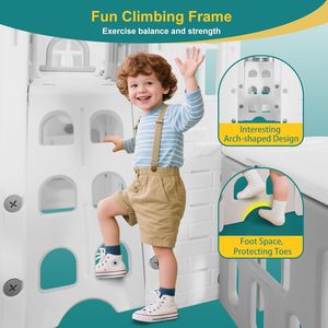 Castillo Multifuncional para Niños al Aire Libre, Toboganes de Plástico para Patio de Juegos, Columpio para Niños, Columpio y Tobogán para Niños en Interiores - Product Image 3