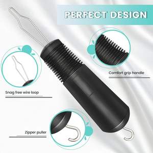 أداة مساعدة لارتداء الملابس بخطاف للزر والسحاب، مقبض مانع للانزلاق، مريحة الاستخدام، مصنوعة من البلاستيك ABS، بطول 7.5 بوصة، مناسبة لكبار السن وذوي الاحتياجات الخاصة، لون أسود - Product Image 4