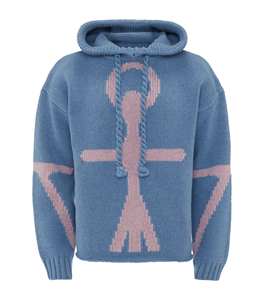 Pull ample et oversize pour hommes, sweat à capuche personnalisé avec motif LOGO, pull imprimé brodé en jacquard Intarsia - Product Image 2