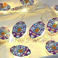 Guirlandes lumineuses LED d'intérieur avec alimentation par batterie/USB pour l'Aïd Moubarak et le Ramadan, décorations blanches chaudes, éclairage de fête