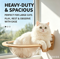 Hamac de luxe rayé en bois portable pour chat, avec ventouse, à suspendre au rebord de fenêtre ou balcon, pour bain de soleil estival, haute qualité pour animaux de compagnie