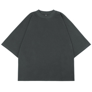 Camiseta Retro Hip Hop para Hombre 100% Algodón, Lavada, Desgastada, Gruesa, Ecológica, Corte Regular, Tejido de Punto, Hombros Pequeños - Product Image 1