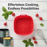 Panier de cuisson carré en silicone pour friteuse à air, réutilisable, antiadhésif, pliable, compatible four, fabriqué en Chine continentale