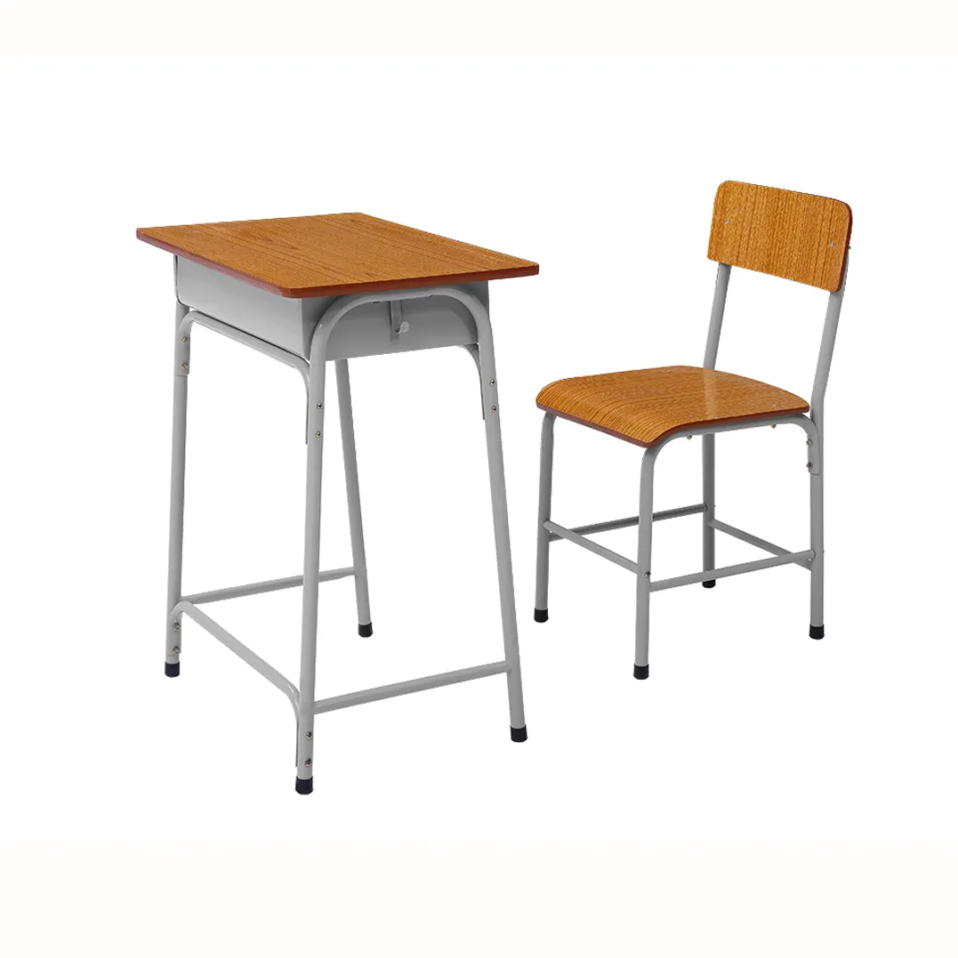 कक्षा फर्नीचर स्कूल अध्ययन डेस्क प्लाईवुड सामग्री टेबल छात्रों एकल मेज और कुर्सी के लिए कुर्सियों