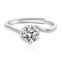 Bague de fiançailles classique bijoux en argent Sterling 925 mariage diamant 1 carat Moissanite bague pour femme