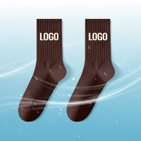 Chaussettes de sport en coton pour hommes, personnalisables avec logo, motif jacquard, tricotées, respirantes, rayées, pour l'hiver, le cyclisme et le sport, avec lettres mignonnes
