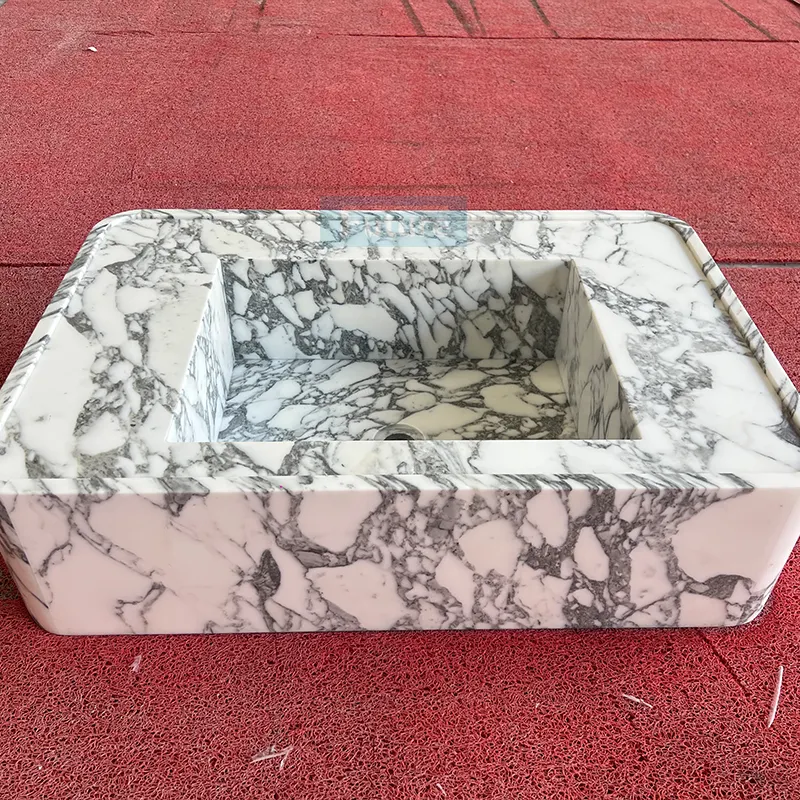 Durable apartment bathroom container sink marble large flower white bathroom sink container marble washbasin