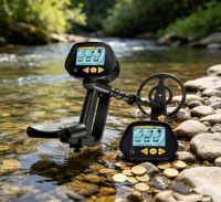 Détecteur de métaux souterrain avec écran LCD et bobine de recherche étanche, facile à utiliser pour la recherche d'or et de trésors, idéal comme cadeau