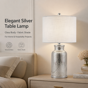 Lámpara de mesa moderna con pantalla de tela, metal y vidrio, bombilla E27, para dormitorio, mesita de noche, hotel, sala de estar, luz ambiental decorativa - Product Image 2