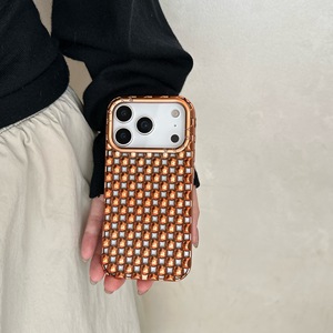 Coque de téléphone haut de gamme en perle <span class=keywords><strong>orange</strong></span> pour Apple 17promax, compatible avec iPhone 16Pro, nouveau modèle 15, électroplaqué 14Pro - Product Image 1