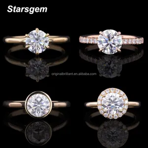 Starsgem fine Jewelry Solitaire gemstone Diamond Engagement Rings Real 18K Gold Moissanite Ring