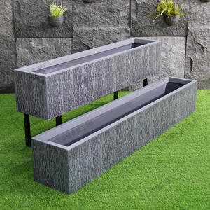 Grand pot <span class=keywords><strong>à</strong></span> <span class=keywords><strong>fleurs</strong></span> <span class=keywords><strong>rectangulaire</strong></span> <span class=keywords><strong>en</strong></span> <span class=keywords><strong>fibre</strong></span> <span class=keywords><strong>de</strong></span> <span class=keywords><strong>verre</strong></span> pour l'extérieur et plateau <span class=keywords><strong>de</strong></span> plantation pour terrasse, balcon et cour - Spécial - Product Image 6