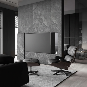 Revestimiento de Pared de Piedra de Pizarra Natural Flexible de Lujo, Color Negro K, Duradero, Translúcido, para Decoración de Fachadas Interiores y Exteriores - Product Image 1